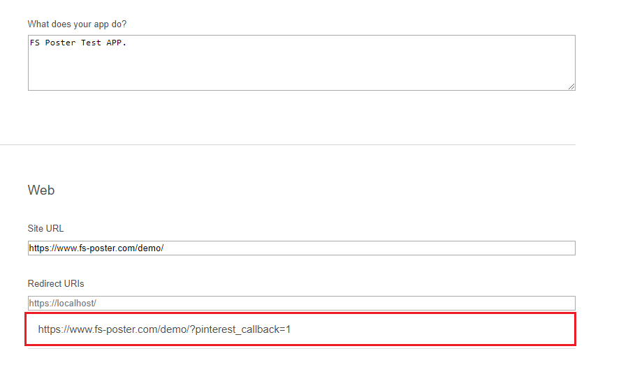 FS Poster plugin Add Pinterest App